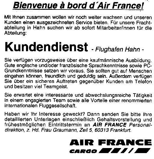 Stellenanzeige Air France