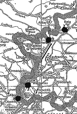 Lage der Lärmmeßstationen am Flugplatz Hahn