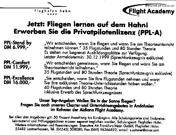 Anzeige Pilotenausbildung