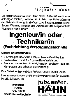 Stellenanzeige Ingenieur